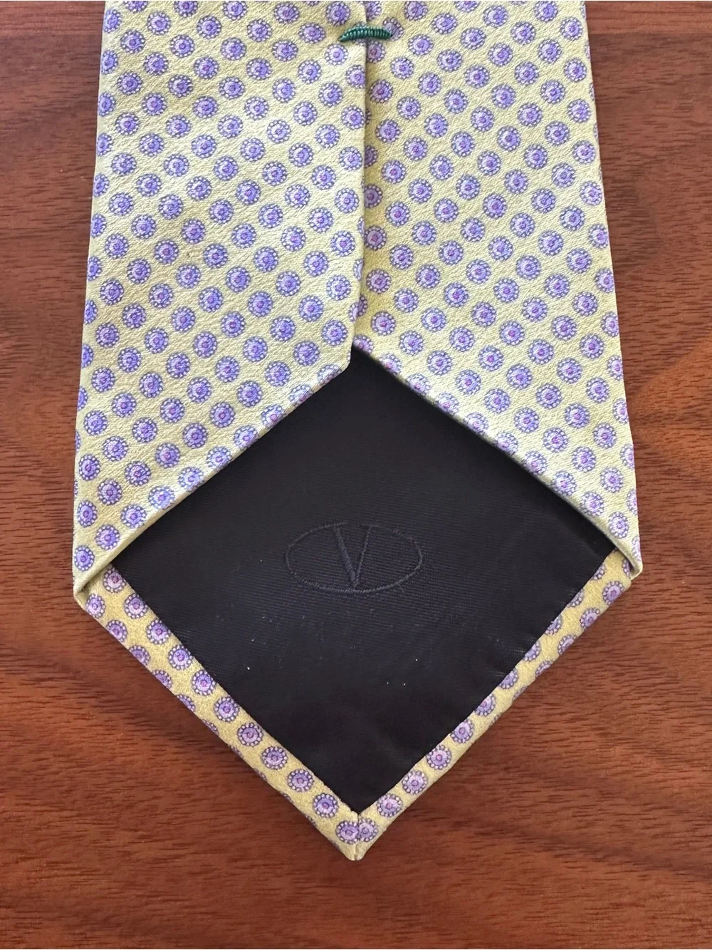 Valentino Yellow and Lavender Floral Medallion Silk Tie